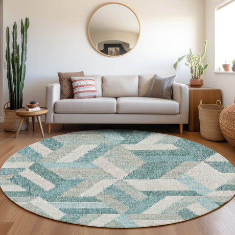 Dalyn Lorenzo LN1 Teal Rug shown in a room
