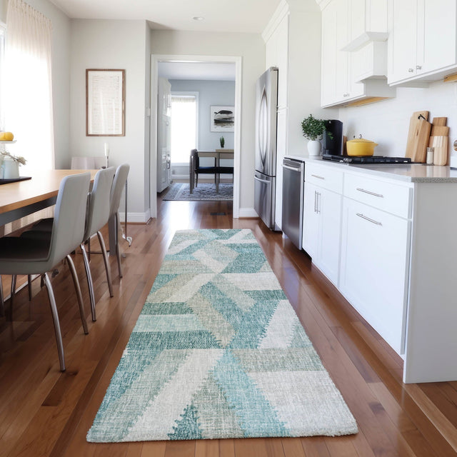Dalyn Lorenzo LN1 Teal Rug shown in a room