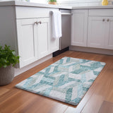 Dalyn Lorenzo LN1 Teal Rug shown in a room