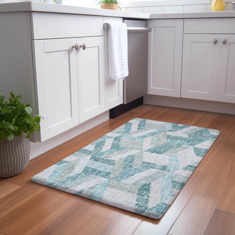 Dalyn Lorenzo LN1 Teal Rug shown in a room