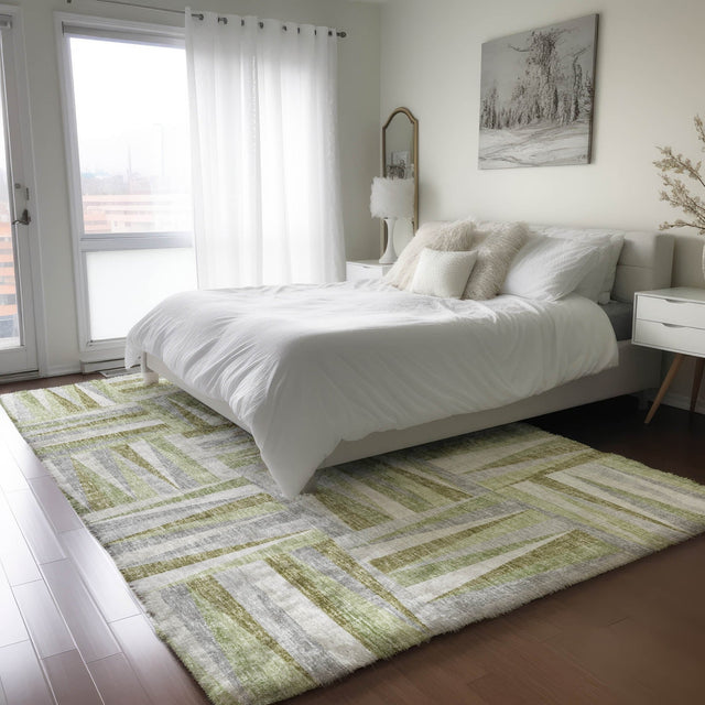 Dalyn Lorenzo LN2 Green Rug shown in a room