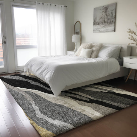 Dalyn Lorenzo LN4 Black Rug shown in a room