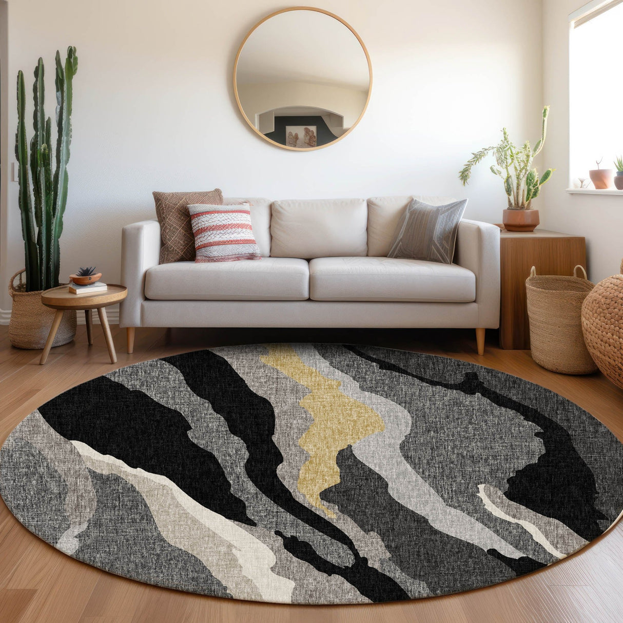 Dalyn Lorenzo LN4 Black Rug shown in a room