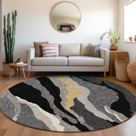 Dalyn Lorenzo LN4 Black Rug shown in a room