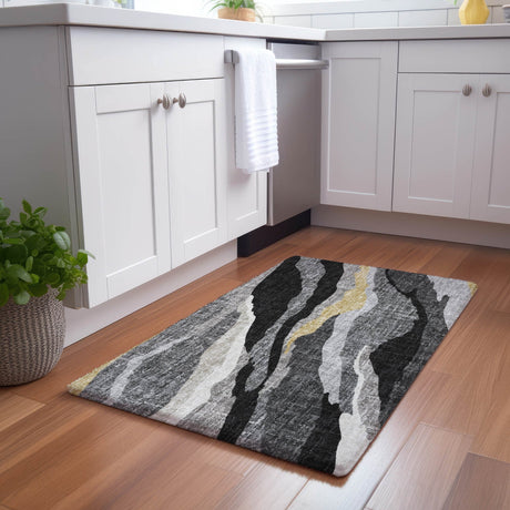 Dalyn Lorenzo LN4 Black Rug shown in a room