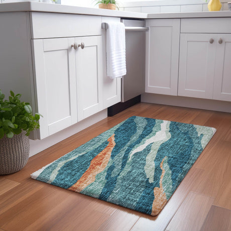 Dalyn Lorenzo LN4 Teal Rug shown in a room