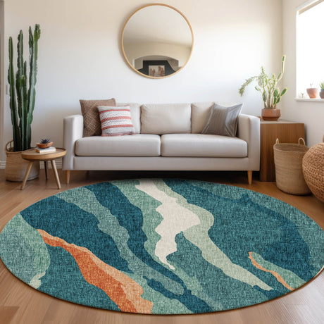 Dalyn Lorenzo LN4 Teal Rug shown in a room