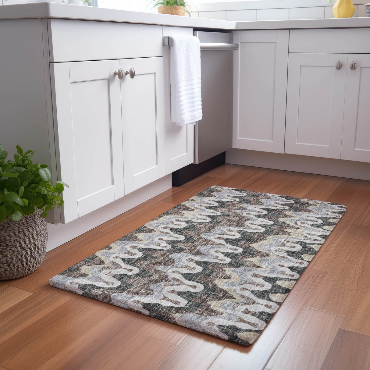 Dalyn Lorenzo LN6 Charcoal Rug shown in a room