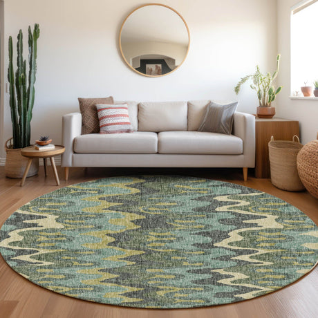 Dalyn Lorenzo LN6 Teal Rug shown in a room