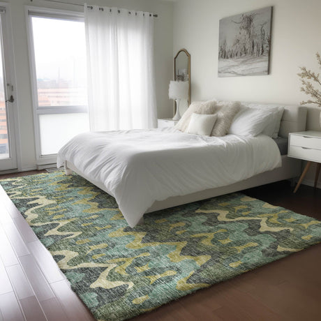 Dalyn Lorenzo LN6 Teal Rug shown in a room