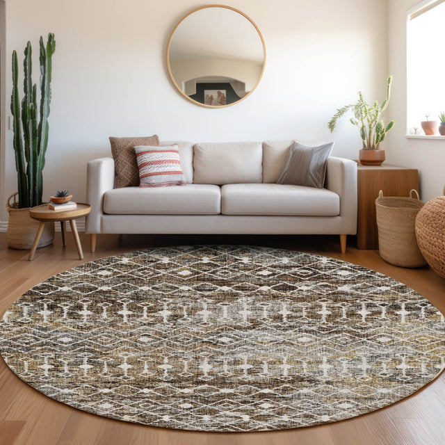 Dalyn Lorenzo LN7 Brown Rug shown in a room