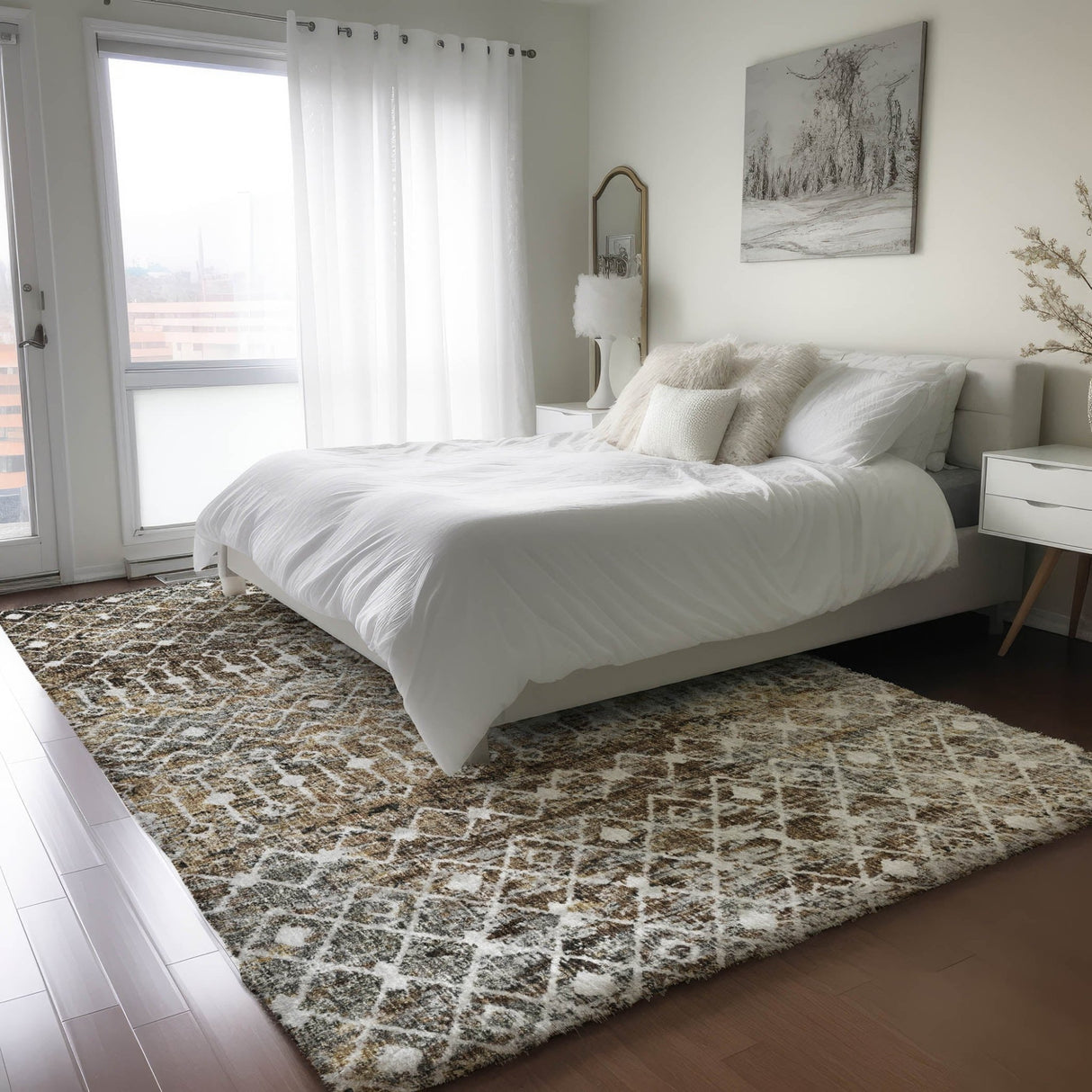 Dalyn Lorenzo LN7 Brown Rug shown in a room
