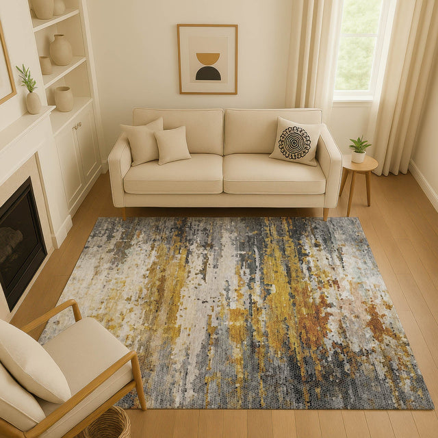 Dalyn Lumara LM1 Graphite Rug shown in a room