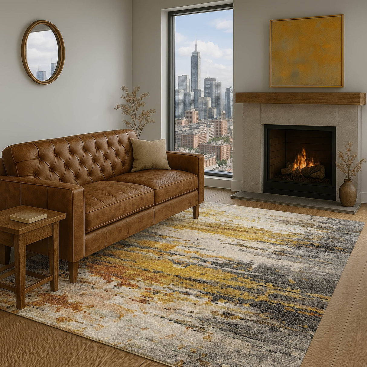 Dalyn Lumara LM1 Graphite Rug shown in a room