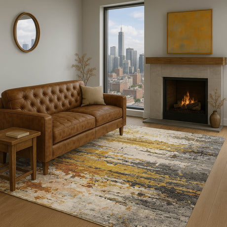 Dalyn Lumara LM1 Graphite Rug shown in a room
