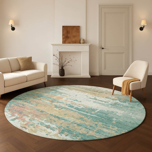 Dalyn Lumara LM1 Seafoam Rug shown in a room