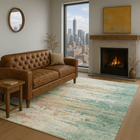 Dalyn Lumara LM1 Seafoam Rug shown in a room