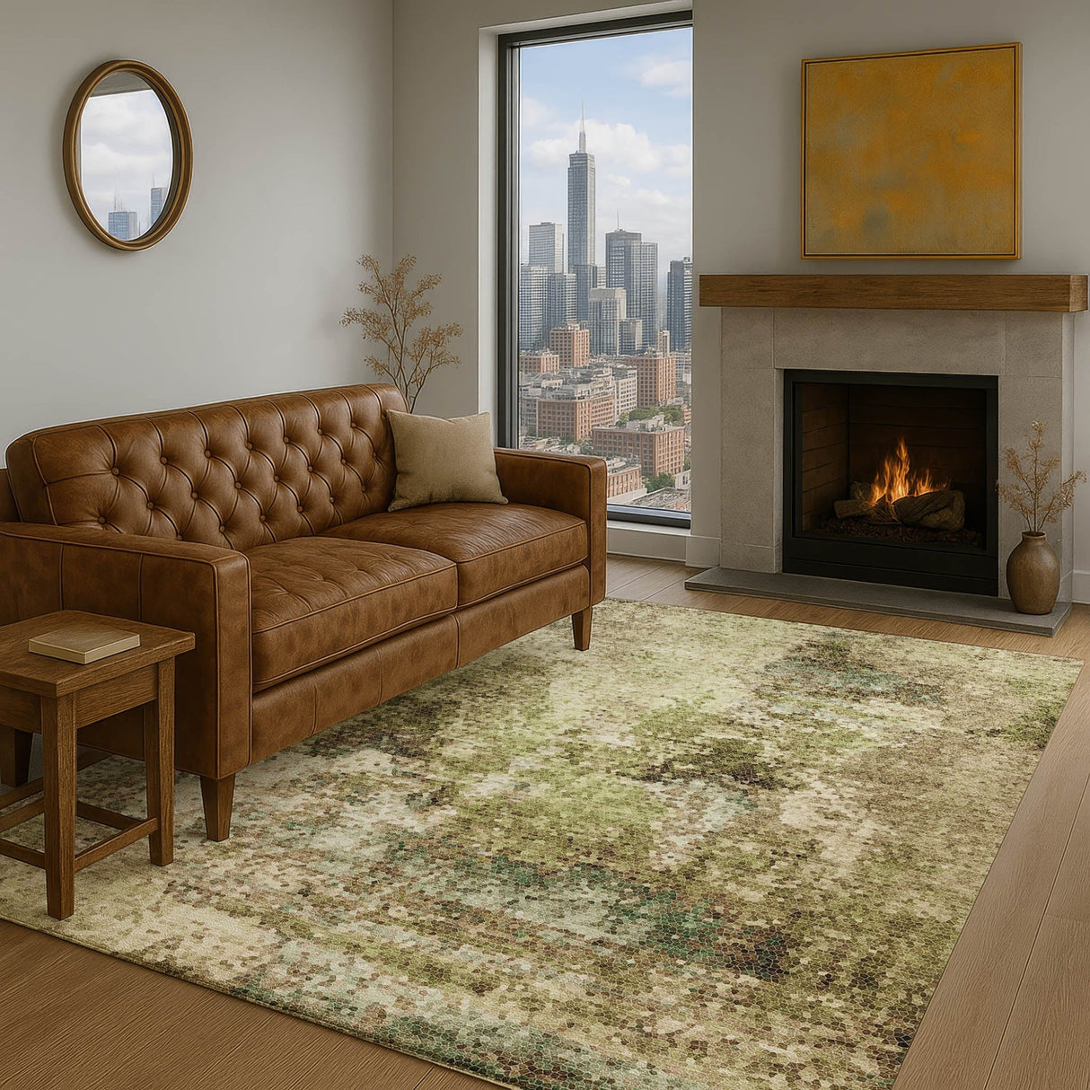 Dalyn Lumara LM2 Aloe Rug shown in a room