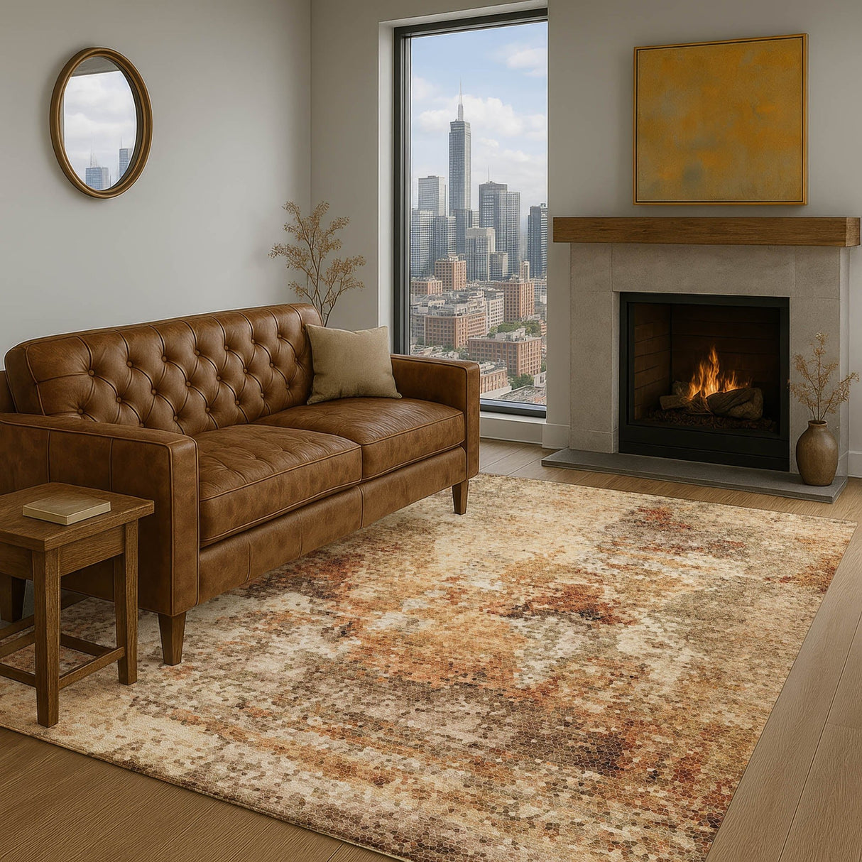 Dalyn Lumara LM2 Copper Rug shown in a room