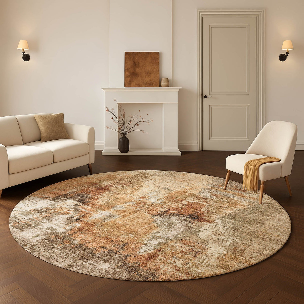 Dalyn Lumara LM2 Copper Rug shown in a room