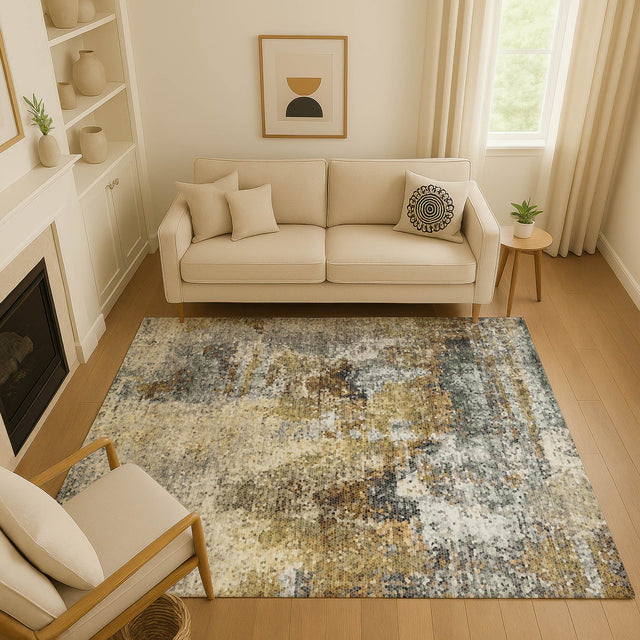 Dalyn Lumara LM2 Khaki Rug shown in a room