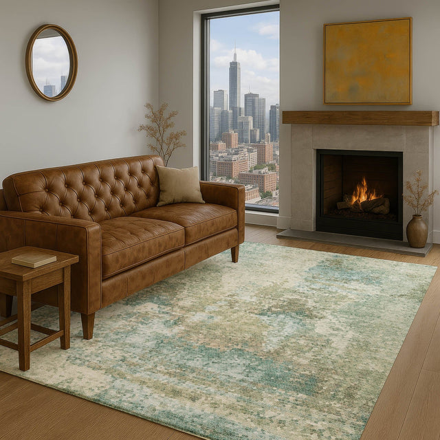 Dalyn Lumara LM2 Seafoam Rug shown in a room