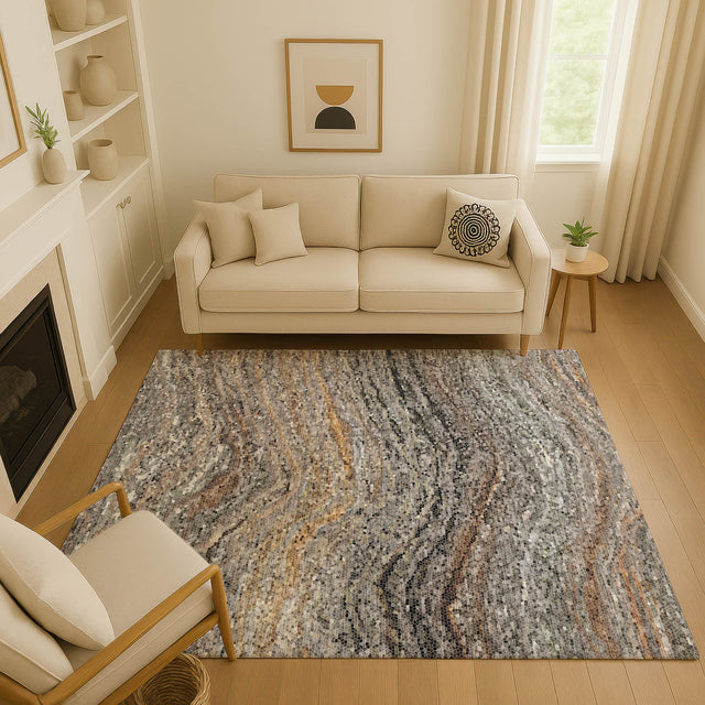 Dalyn Lumara LM3 Pewter Rug shown in a room