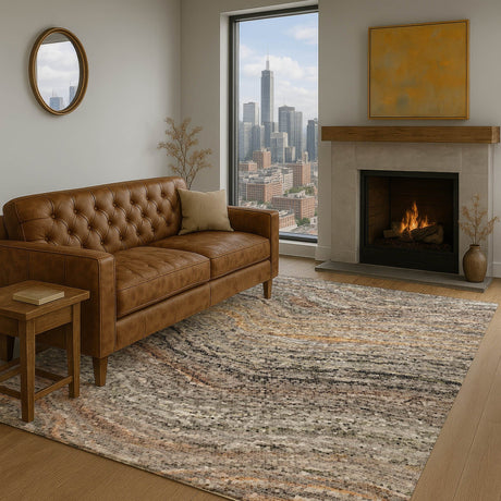 Dalyn Lumara LM3 Pewter Rug shown in a room