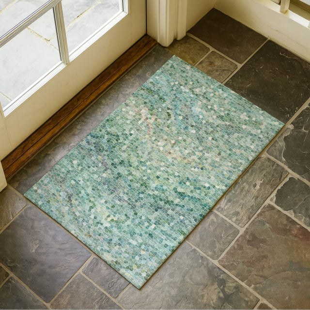 Dalyn Lumara LM3 Teal Rug shown in a room