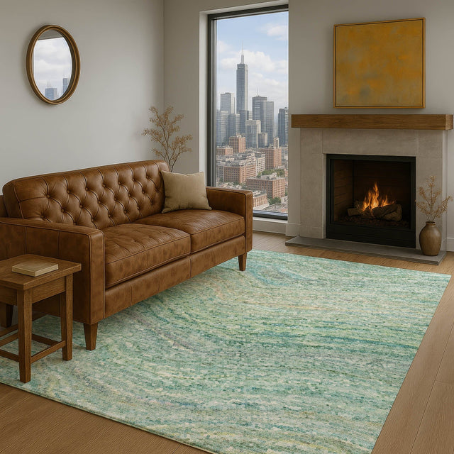 Dalyn Lumara LM3 Teal Rug shown in a room