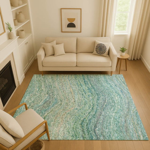 Dalyn Lumara LM3 Teal Rug shown in a room
