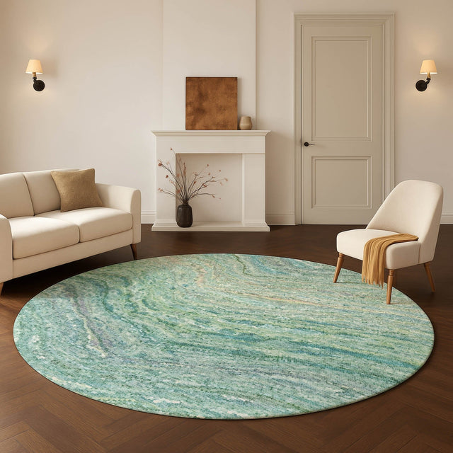 Dalyn Lumara LM3 Teal Rug shown in a room