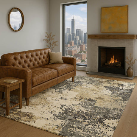 Dalyn Lumara LM4 Pewter Rug shown in a room
