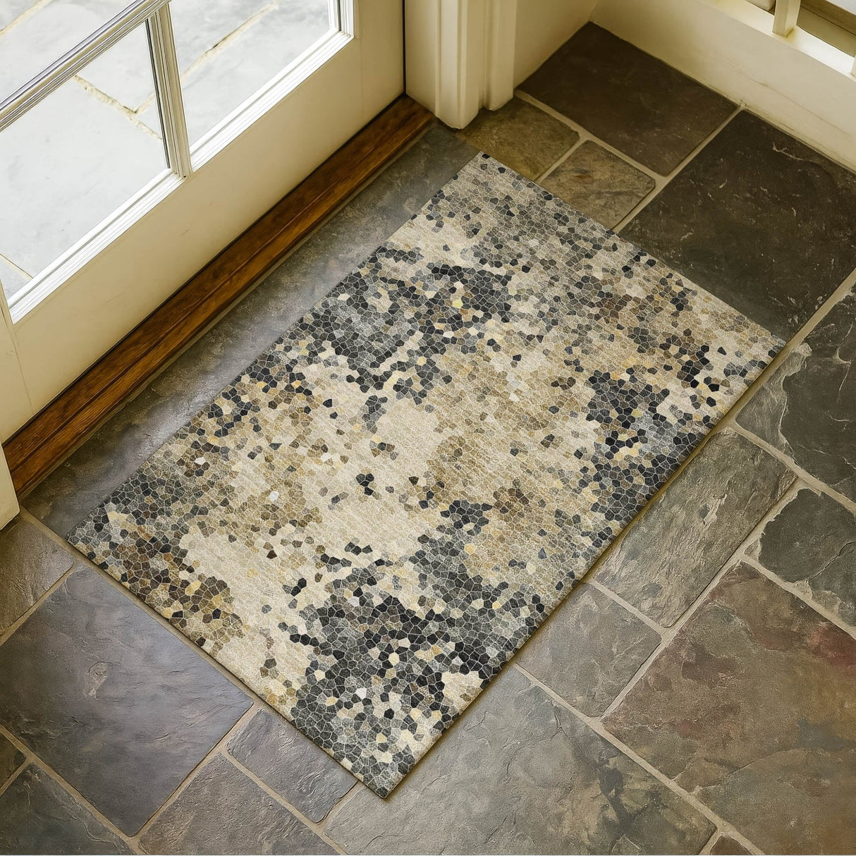 Dalyn Lumara LM4 Pewter Rug shown in a room