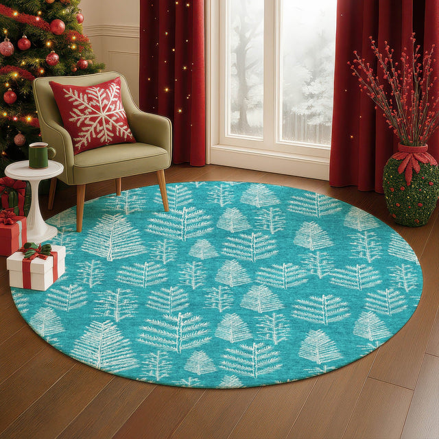 Dalyn Merry & Bright MY21 Teal Rug shown in a room