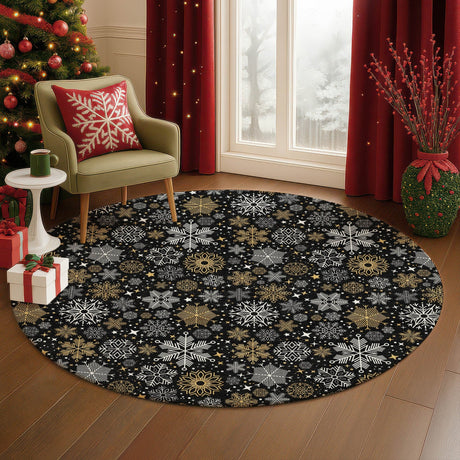 Dalyn Merry & Bright MY25 Black Rug shown in a room