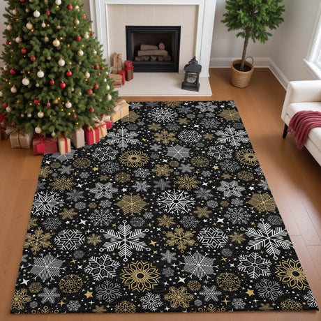 Dalyn Merry & Bright MY25 Black Rug shown in a room