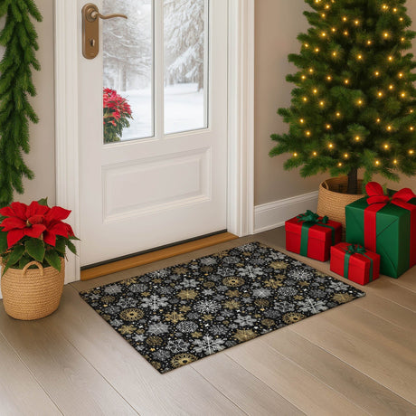 Dalyn Merry & Bright MY25 Black Rug shown in a room