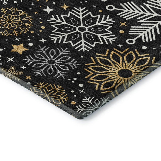 Dalyn Merry & Bright MY25 Black Rug corner detail