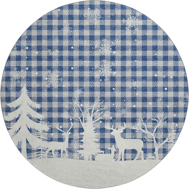 Dalyn Merry & Bright MY26 Blue Rug round rug