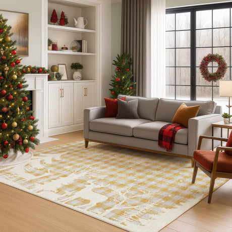Dalyn Merry & Bright MY26 Gold Rug shown in a room