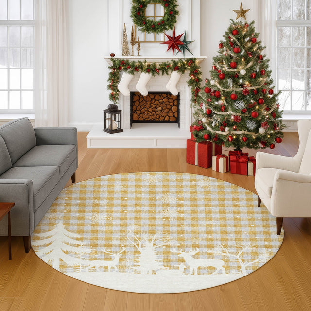 Dalyn Merry & Bright MY26 Gold Rug shown in a room