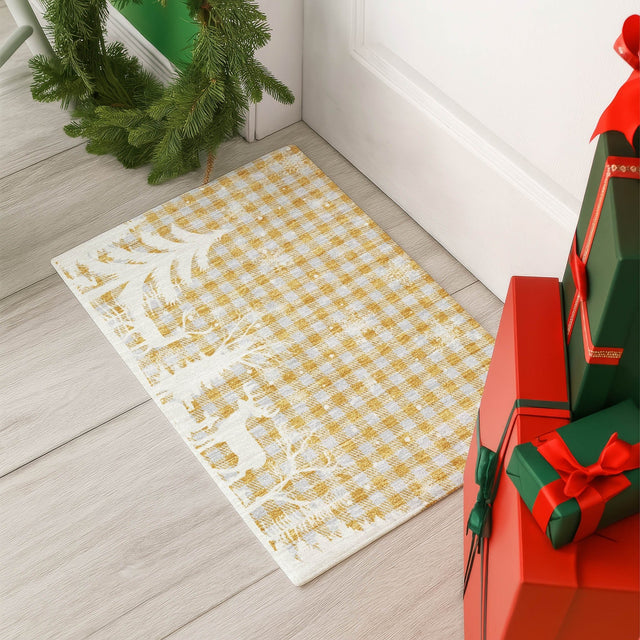 Dalyn Merry & Bright MY26 Gold Rug shown in a room