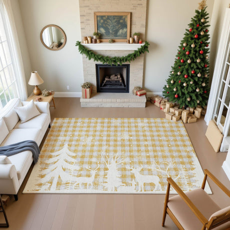 Dalyn Merry & Bright MY26 Gold Rug shown in a room
