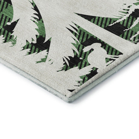 Dalyn Merry & Bright MY26 Green Rug corner detail