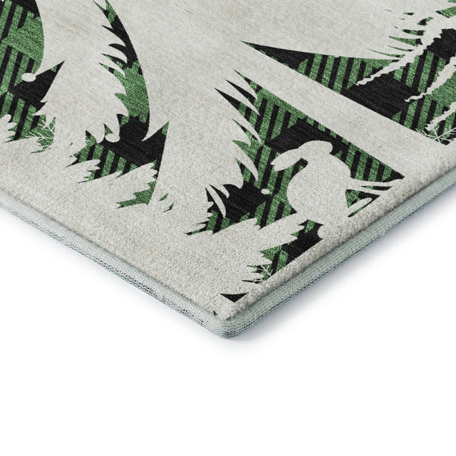 Dalyn Merry & Bright MY26 Green Rug corner detail