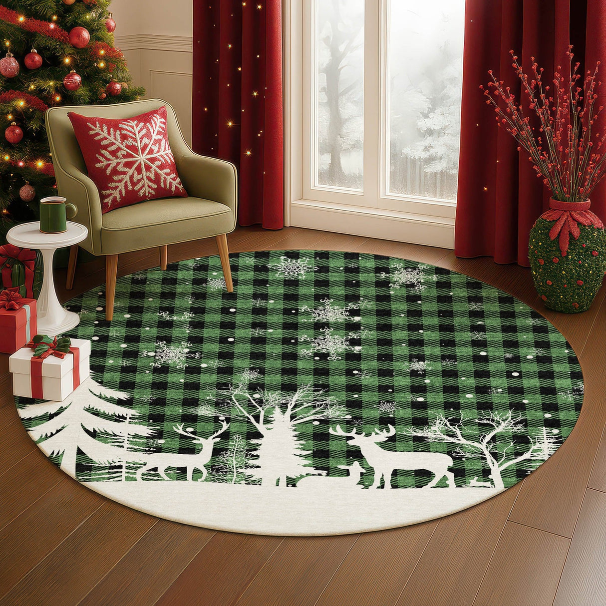 Dalyn Merry & Bright MY26 Green Rug shown in a room