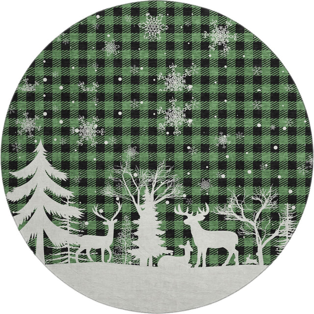 Dalyn Merry & Bright MY26 Green Rug round rug
