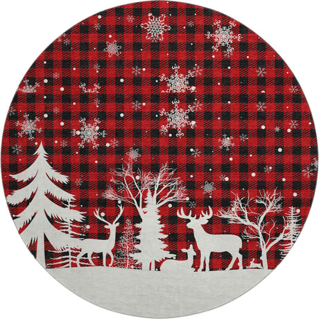 Dalyn Merry & Bright MY26 Red Rug round rug