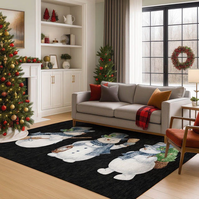 Dalyn Merry & Bright MY28 Black Rug shown in a room